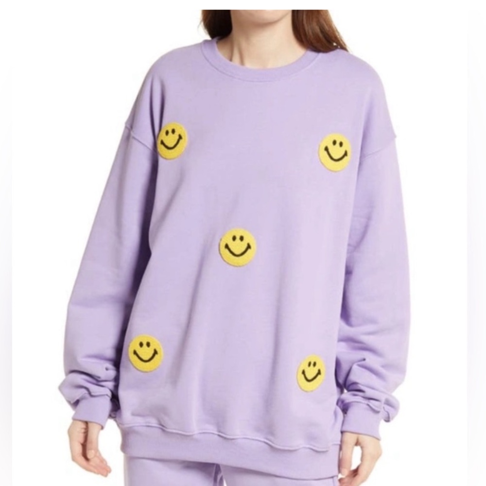 Joshua Sanders Smiley Purple Lilac Crewneck Sweatshirt